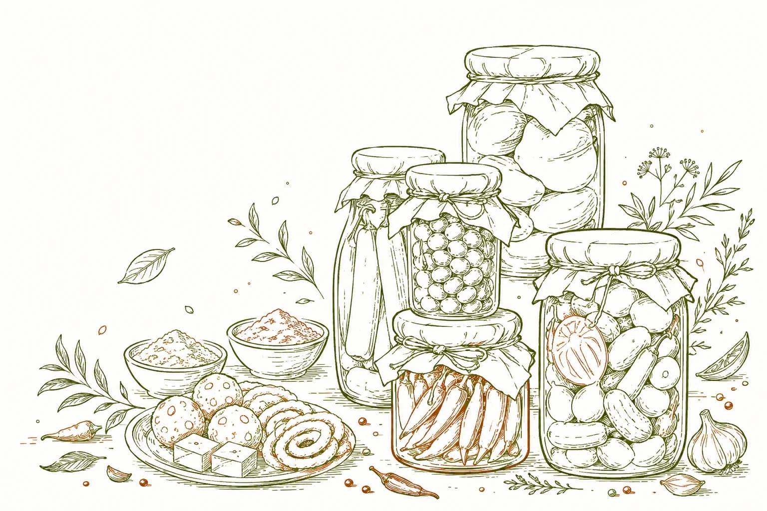 Vabhaa pickle jars illustration
